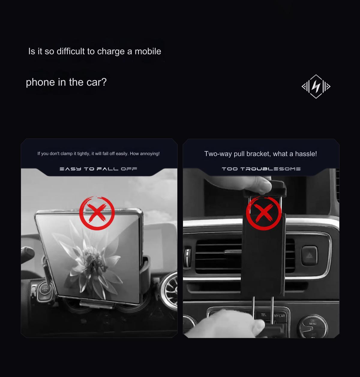 Wireless Car Charger, Auto Clamp Car Charger, Phone Charging Phone Holder Car Gadgets for Smartphone Mount, Car Accessory Items, Multifunctional Charger, suitable for 6-7.2-inch mobile phones,Under 18cm Tablets,Valentine's Day great gift