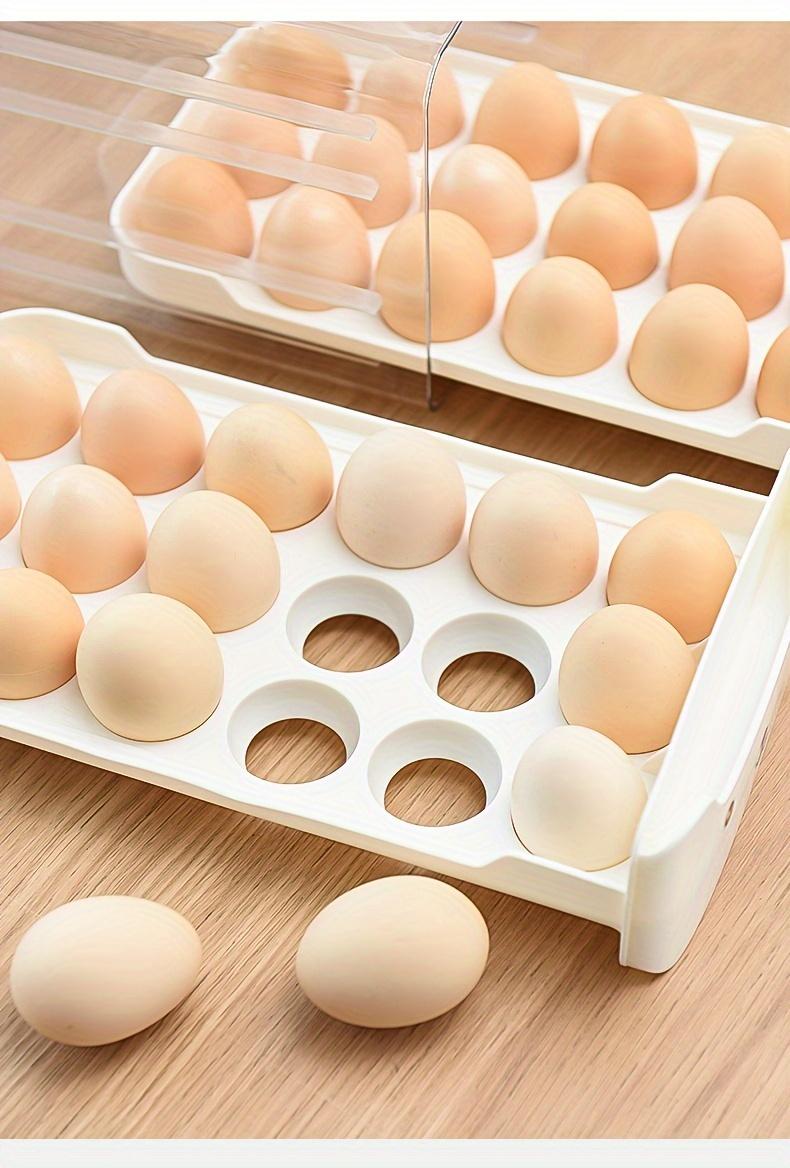 Egg Rack Organizer Drawer Design, Transparent Stackable Egg Box for Kitchen Storage, Space-Saving Solution for Eggs & More, Stackable Fridge Organizer