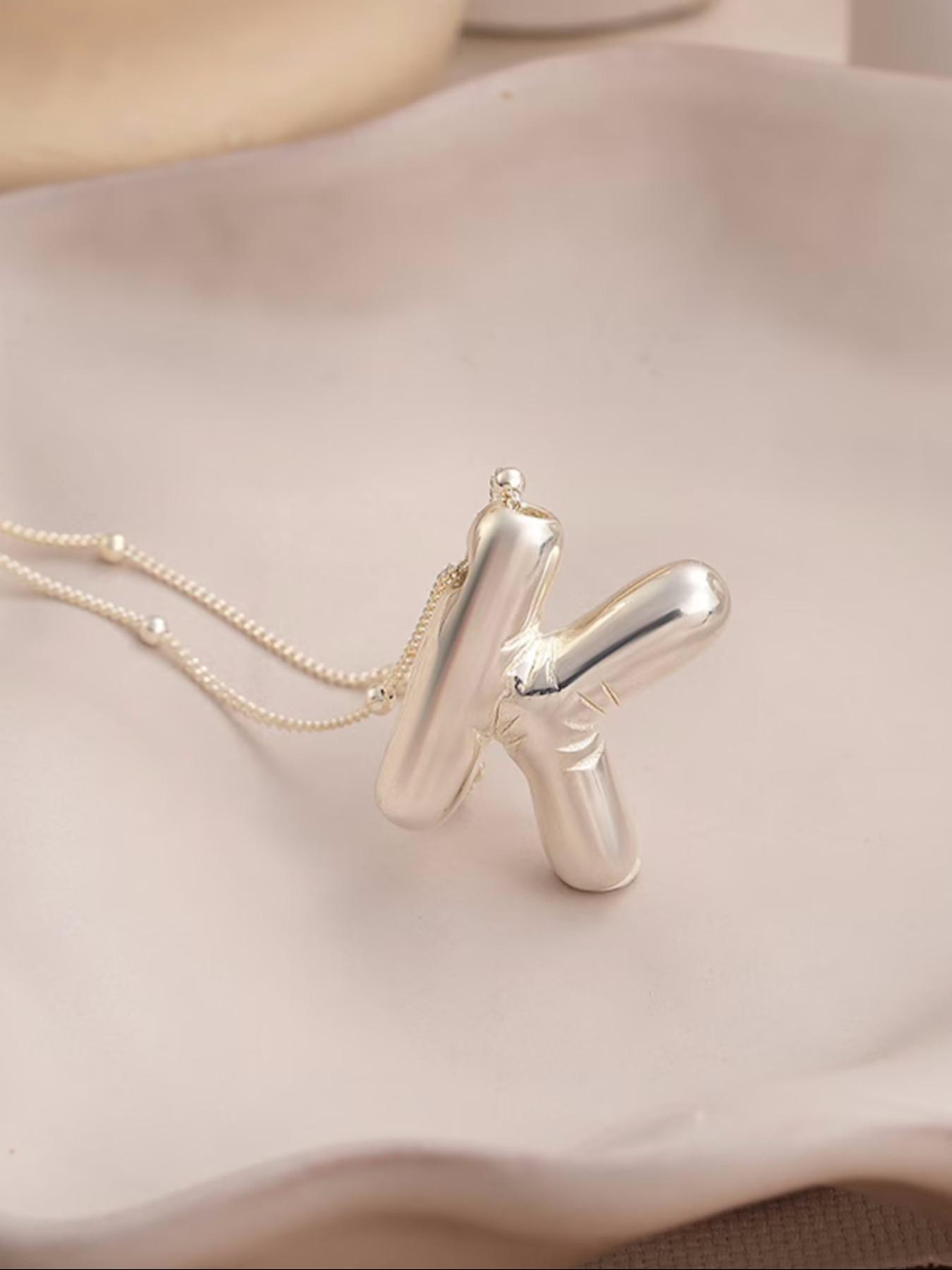 Summer Fashion Balloon Letter Charm Pendant Necklace, Fashion Bubble Letters Necklace for Party, Daily, Trendy Casual Jewelry, Initial Daily Wear Necklace, Custom Initial Necklace, Fashion Cool Accessories