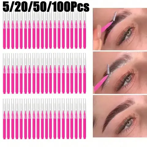 Micro Eyebrow Brush Set with Caps, 100/50/20/5pcs Brow Lamination Brushes, Spoolies for Eyebrow & Eyelash Care, Essential Makeup Tools, Cosmetic Tool