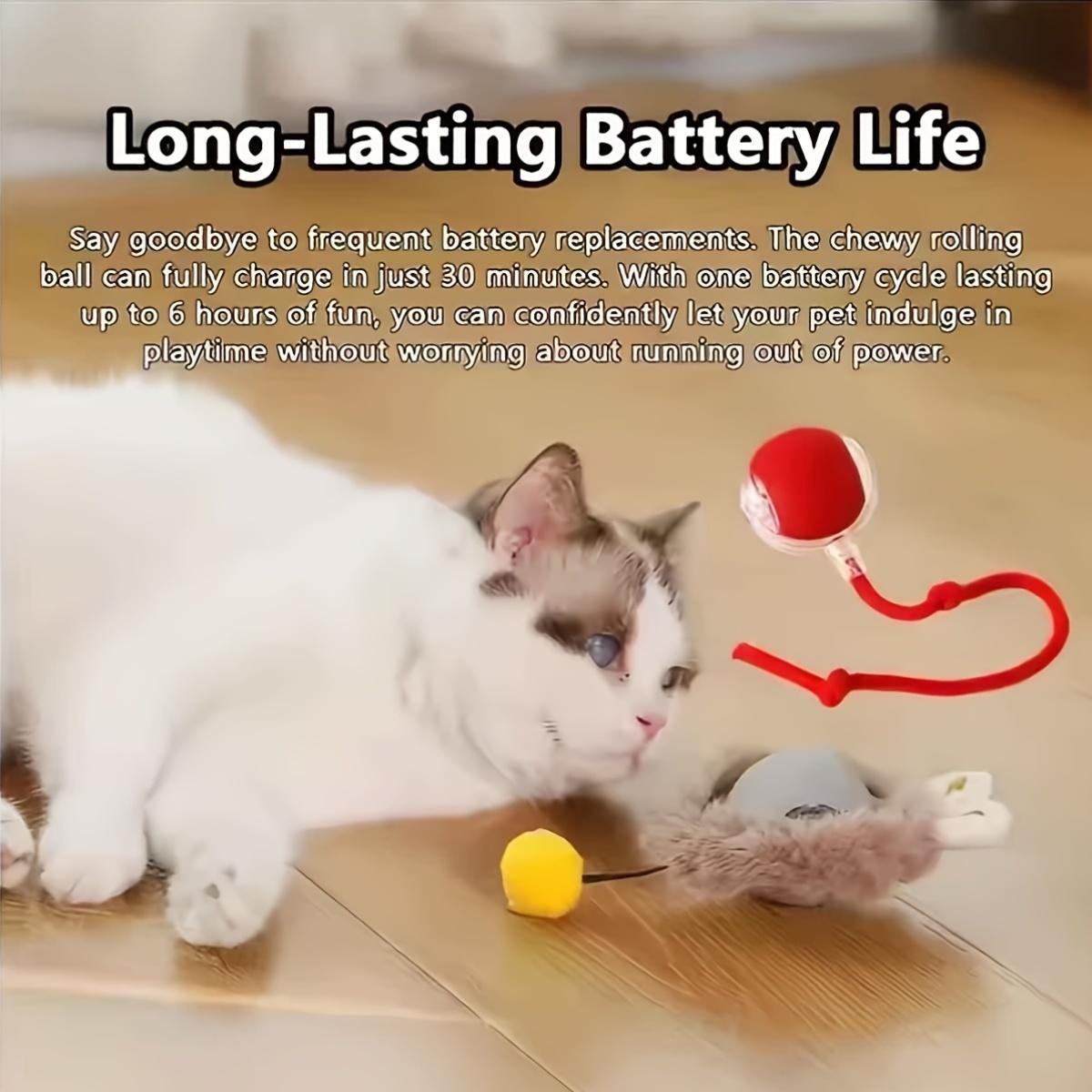 FuzzTik Cat Interactive Ball Toy, with Tail Automatic Rolling Ball, Rechargeable Smart Pet Interactive Toy, Cat Smart Ball dog  toys  fyi
