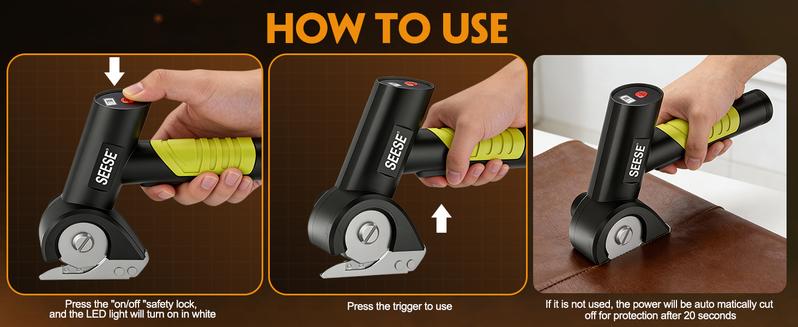 SEESE Cordless Rechargeable Electric Scissors – Portable Cutter for Fabric, Cardboard, Carpet & Leather Sewing Supplies Crafts Sewing Tools