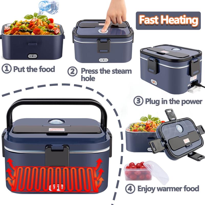 Black Friday Electric Lunch Box,Portable Food Warmer for Cars,Trucks,Home Work Adult Food Warmer,Leak Proof,80W Fast Heating,110V/12V/24V