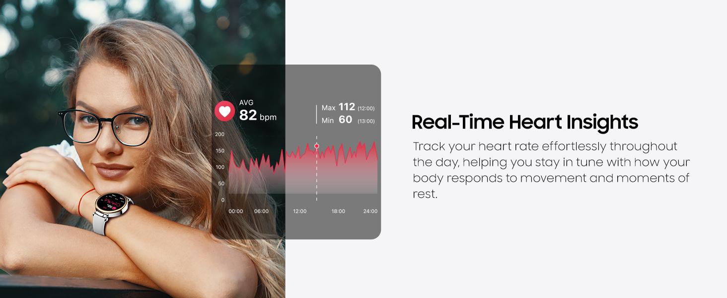 TOZO S8 AMOLED Smart Watch Women 1.32" HD Bluetooth Call Text, 100+ Sports Modes Sleep Stress Tracker, Waterproof Rose Gold Gift for Her