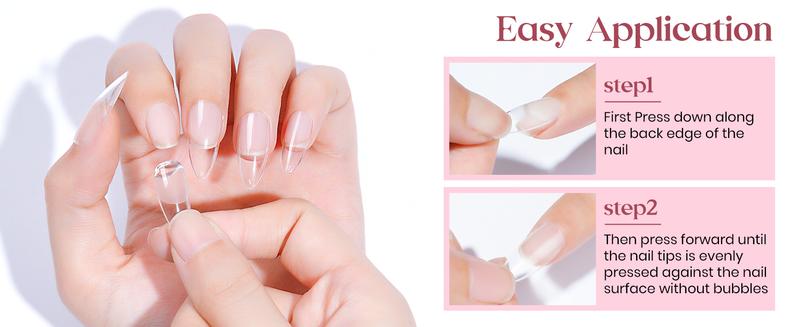 MIZHSE 6-in-1 Nail Kit – Solid Glue, 240pcs Almond Tips, UV Lamp, DIY Extension Set