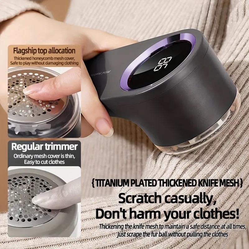 Rechargeable Digital Display Portable Fabric Shaver, USB Charging, Alloy Steel Blade, Ideal for Clothes Sofa Carpet Cleaning, Home Hair Remover