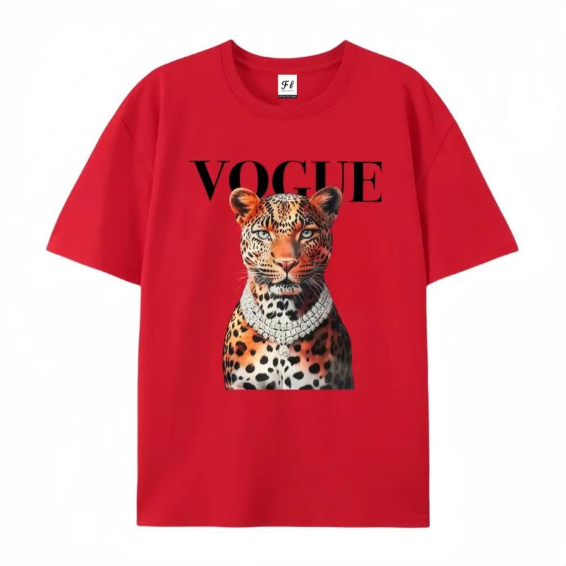 Fashionable leopard print T-shirt Casual women's clothing Streetwear
