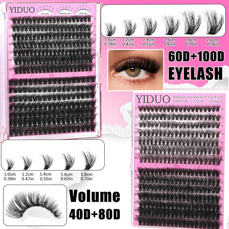 6 Styles Lash Clusters Kit Makeup Bag Kit 1868pcs Large Capacity Eyelash Extensions Volume/Mega/Full/Spikes/Bottom Lashes Clusters Kit Bulk Packs 5-20mm D Curl Wispy Individual Lash Clusters Kit with Bond&Seal DIY at Home Easily gifts DIY Eyelashes Kit