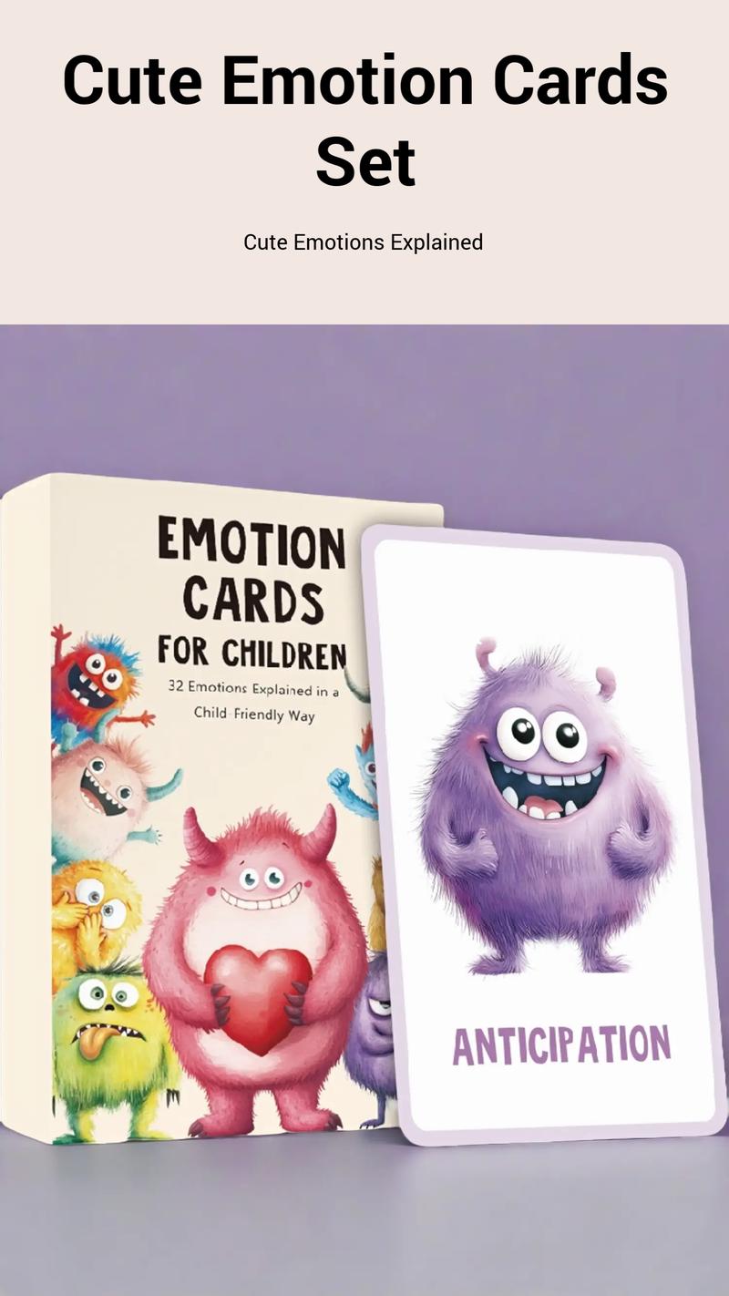 Emotion Monsters Cards with Explanatory Texts Cute Emotion Cards -German English French emotion cards,Self-Regulation Tools Social-Emotional Learning, Mood Management