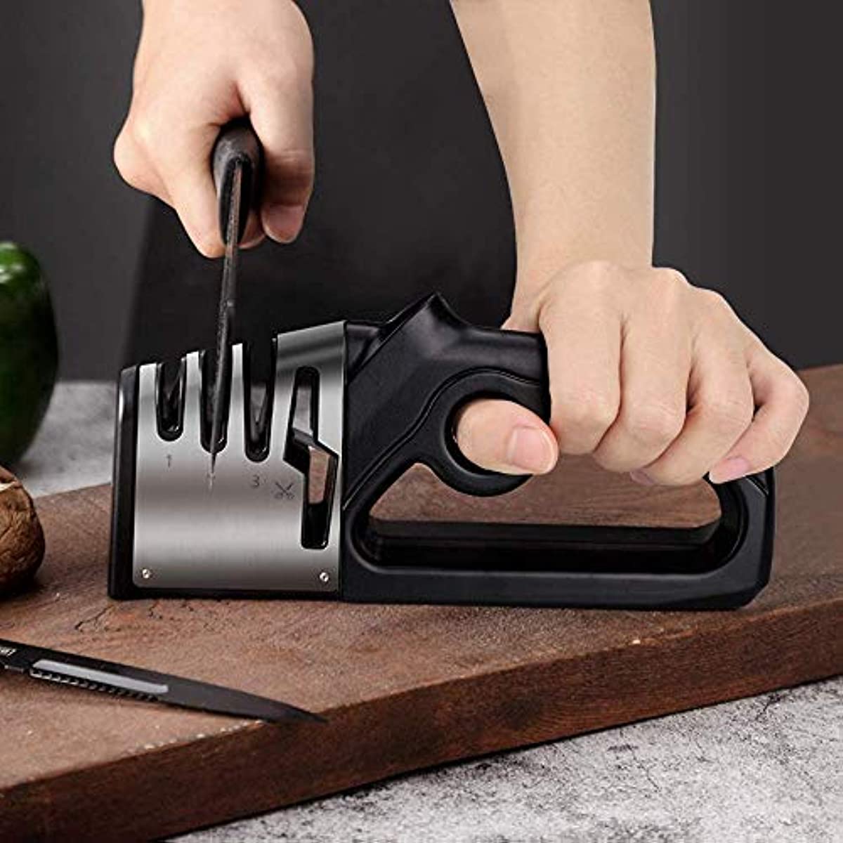 1pc Hand Sharpener, Knife Sharpener, 4 Degree Sharpener, Tungsten Steel for Coarse Grinding, Diamond for Medium Grinding, Ceramic Sharpener and Scissor Sharpener