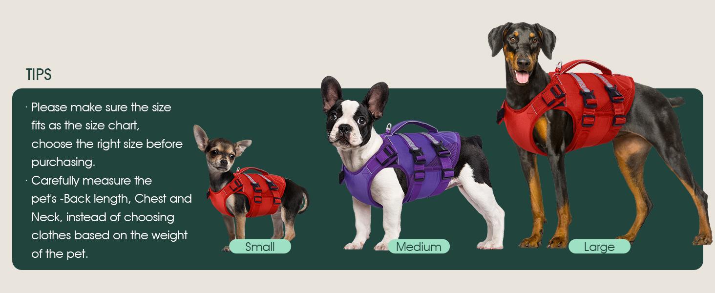 Kuoser Dog Life Jacket, High Flotation Dog Life Vest for Swimming Boating, Adjustable Ripstop Dog Lifesaver for Small Medium and Large Dogs, Reflective Safety Pet Life Preserver with Rescue Handle