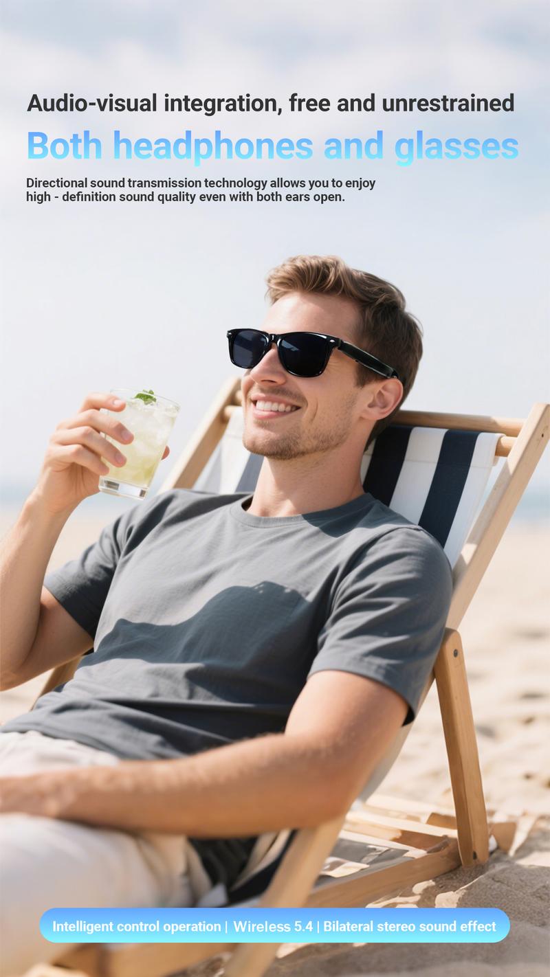 KOIPSSE smart glasses AI translation headphones TWS wireless smart device HIFI sound quality multi-function glasses BT5.4 black technology glasses unisex dual touch rechargeable long battery life can make phone calls sunglasses, Smart Audio Glasses