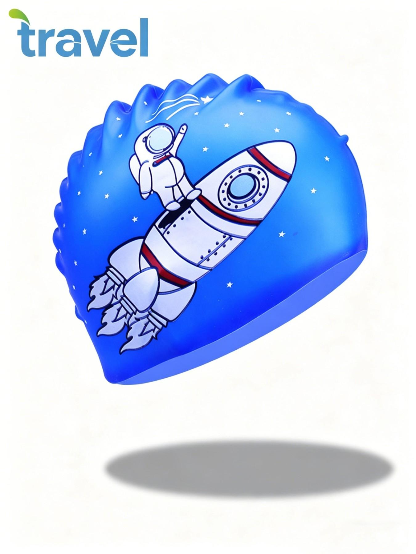 Tour Kids Silicone Swim Cap, Unisex Long Hair Waterproof Ear Protection, Comfortable Non-Pressing Cute Swim Hat, Swimming Gear