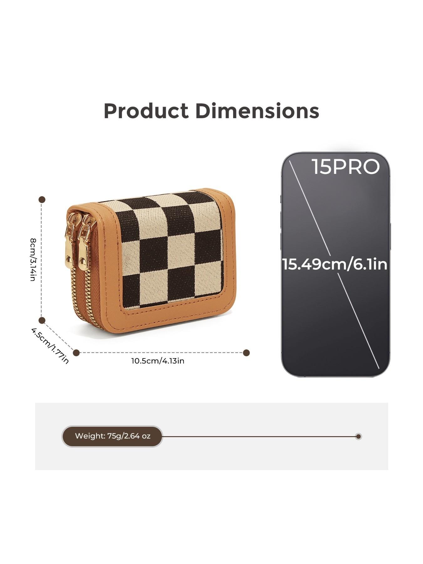 Checkered Color Block Women's Wallet, Large Capacity, High-End Two-Fold Multi-Card Slot, Coin Purse, Fashionable Ladies' Accessory