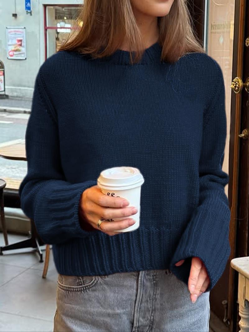 Women's Casual Loose Fit Long Sleeve Fleece Knit Cardigan Sweater, Vaiaye Fashionable Pullover for Daily Wear, Cozy Winter Outerwear Knitwear