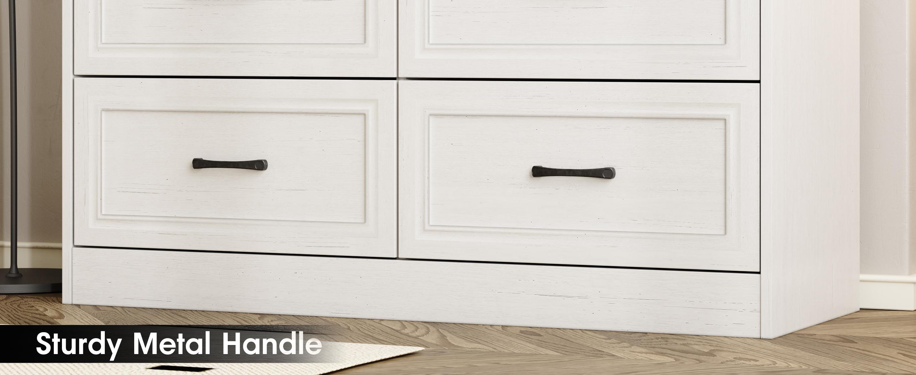 Vabches 6-Drawer Dresser for Bedroom & Hallway, Lockable Storage Cabinet with Charging Station, Modern Farmhouse Style, Sturdy Wood & Metal Handles