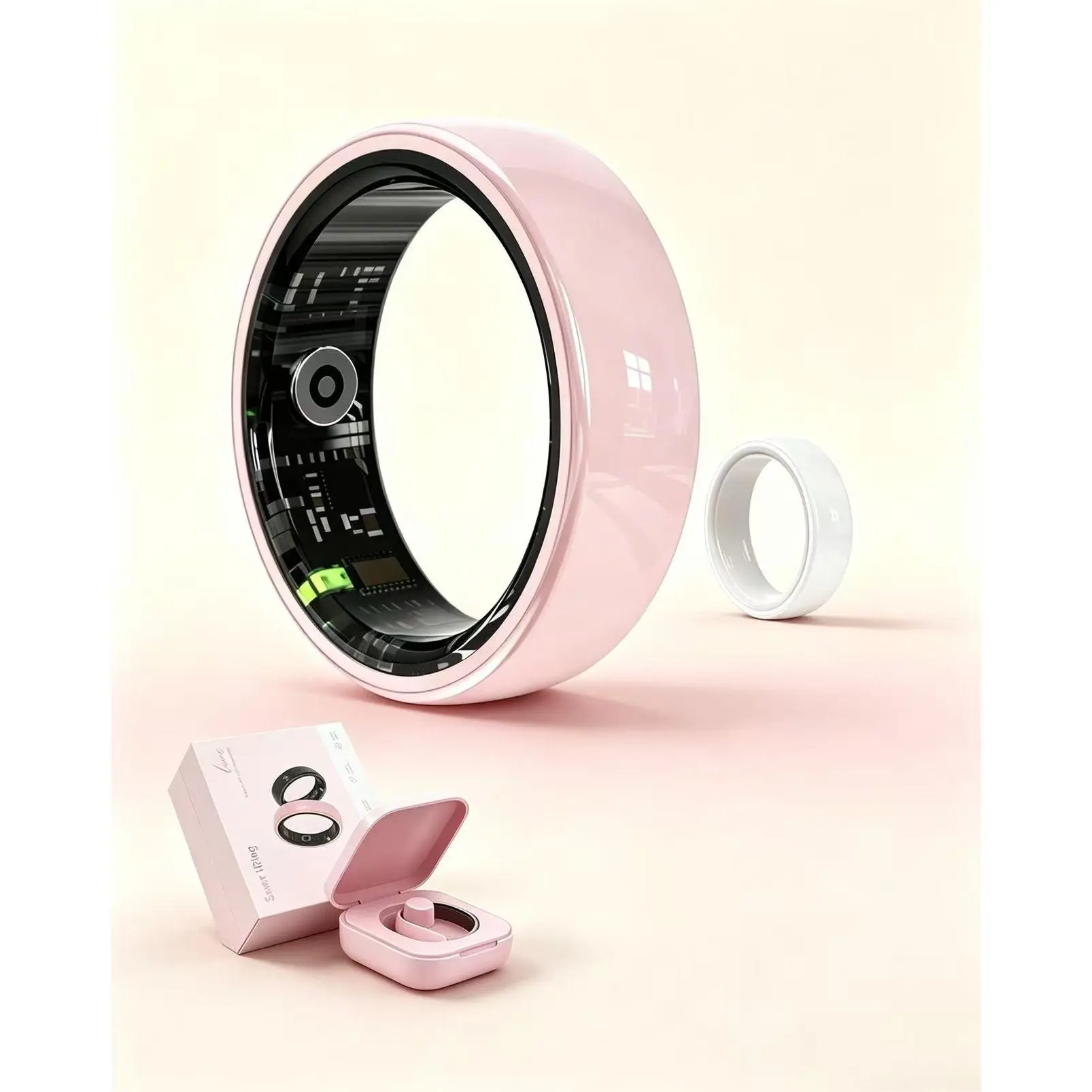 2026 New R12 Ceramic Couple Smart Ring 5ATM Waterproof Step Counter Heart Rate Blood Pressure SpO2 Sleep HRV Monitor Gesture Control Finger Ring