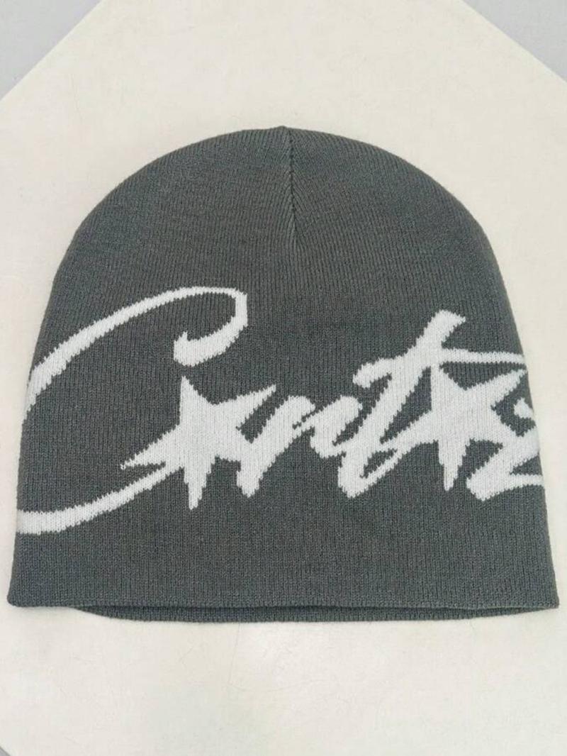 1pc Unisex American Hip Hop Streetwear Jacquard Knitted Beanie Fitted Hat, Warm & For Autumn/Winter Fall Outfit