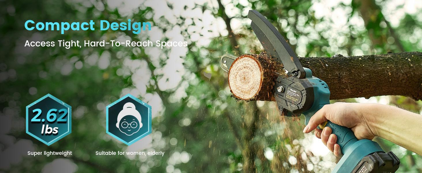 Mini Chainsaw Cordless 4/6 inch , SeeSii Handheld Electric Power Chain Saw with Battery for Tree Trimming Wood Cutting, Best Gifts for Father, Dad, Husband, Men CS600 #TikTokShopBlackFriday