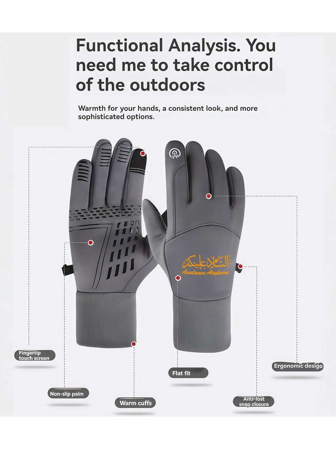 1pc with Peaked Arabic Script Design  winter gloves sports gloves Touch Screen Soft Touch Cold Weather unisex sports gloves Comfortable winter gifts Modern Popular