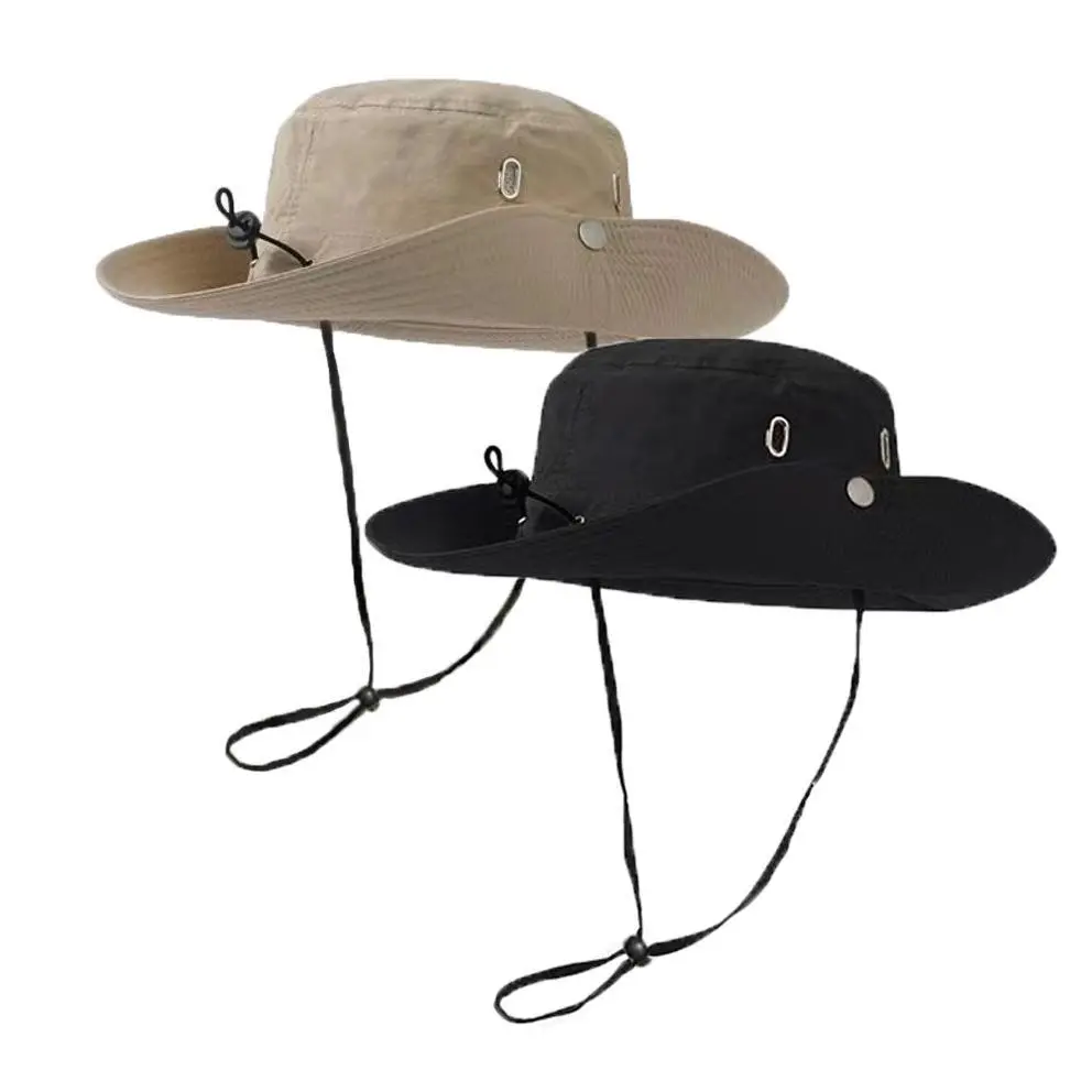 2 Pcs Unisex Wide Brim Sports & Outdoor Hats - Boonie/Safari Style, Adjustable Chin Strap, Breathable Quick-Dry Fabric, 1 Size for Large Heads, Summer Beach Hat for Hiking Essentials, One Size