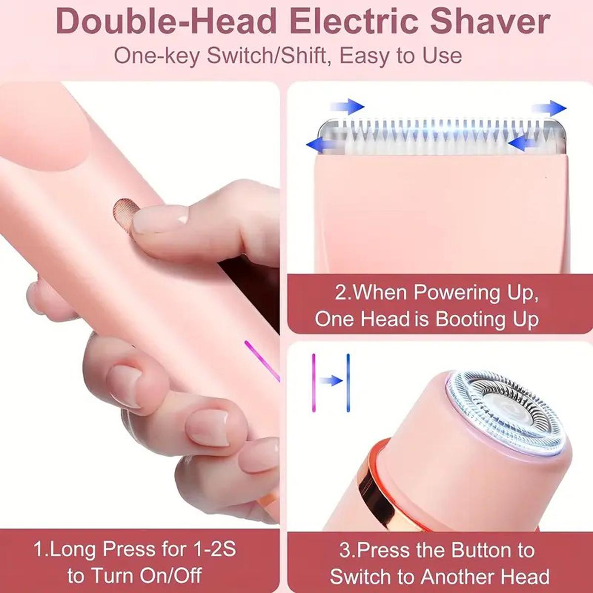 Womens Shaver, Dual Head Shaver Women, Electric 2 in 1 Lady Razor,Electric Hair Trimmer for Women Dual Head Shaver,Electric Bikini Trimmer for Women, Hair Remover, for Facial Face Lip Chin Underarm Legs, mothersdaygift Womens Shaver, Dual Head Shaver Women, Electric 2 in 1 Lady Razor,Electric Hair Trimmer for Women Dual Head Shaver,Electric Bikini Trimmer for Women, Hair Remover, for Facial Face Lip Chin Underarm Legs, mothersdaygift