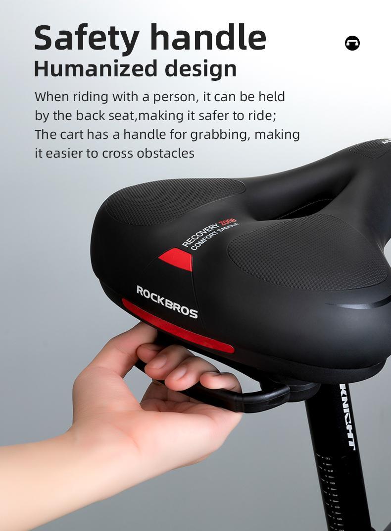 ROCKBROS Bike Seat Comfort Bike Saddle Mountain Bicycle Accessories for Men Women Soft Wide Bike Seat Cushion Dual Shock Absorbing with Reflective Strip