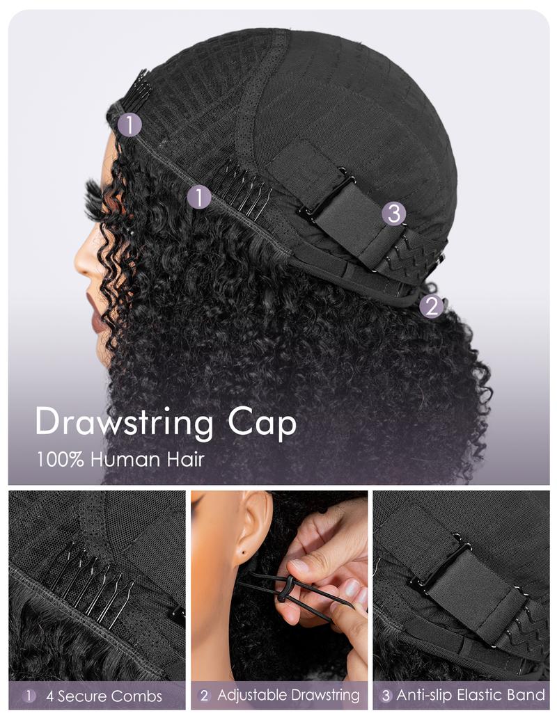 Wavymy Drawstring Wear Go Glueless 3 IN 1 Blonde Water Wave Half Wig with Black Roots Beginner Friendly
