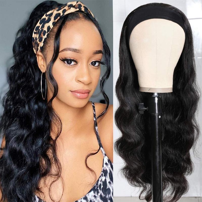 Bling Hair Headband Wig Deep Wave Human Hair For Women Glueless Short Curly Wig Full Machine Made Non Lace Glueless Brazilian Remy Hair