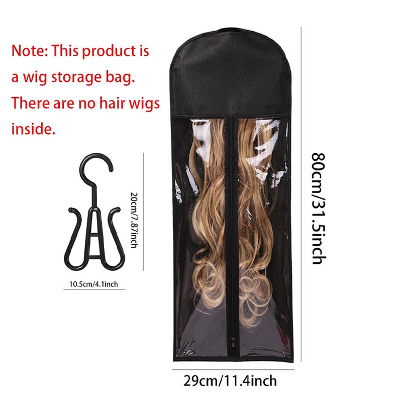 Extra Long Wig Storage Bag With Hook Wig Storage Hanger Zipper Transparent Dustproof Wig Storage Bag, Hair Extension Holder Wig Bag Wig Storage For Multiple Wigs Holder Hair Extension Hanger Wig Tool Wigs Accessories For Salon & Home Use Wigs & Acces