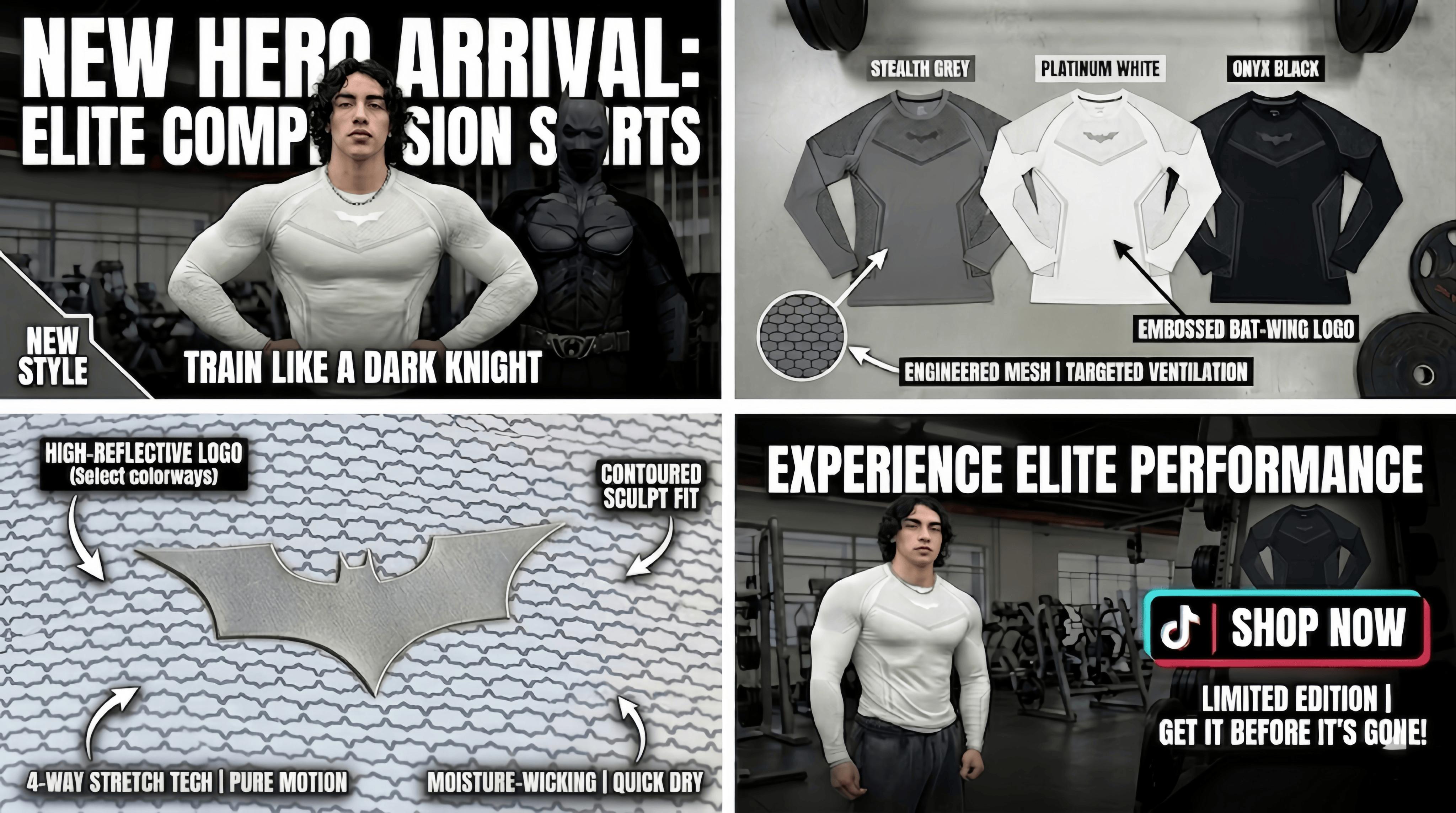 Men's Batman Logo Slim Fit Top, Minimalist Functional Fitness Style, Moisture-Wicking, Ergonomic Cut, Ideal for Bodybuilding and Training