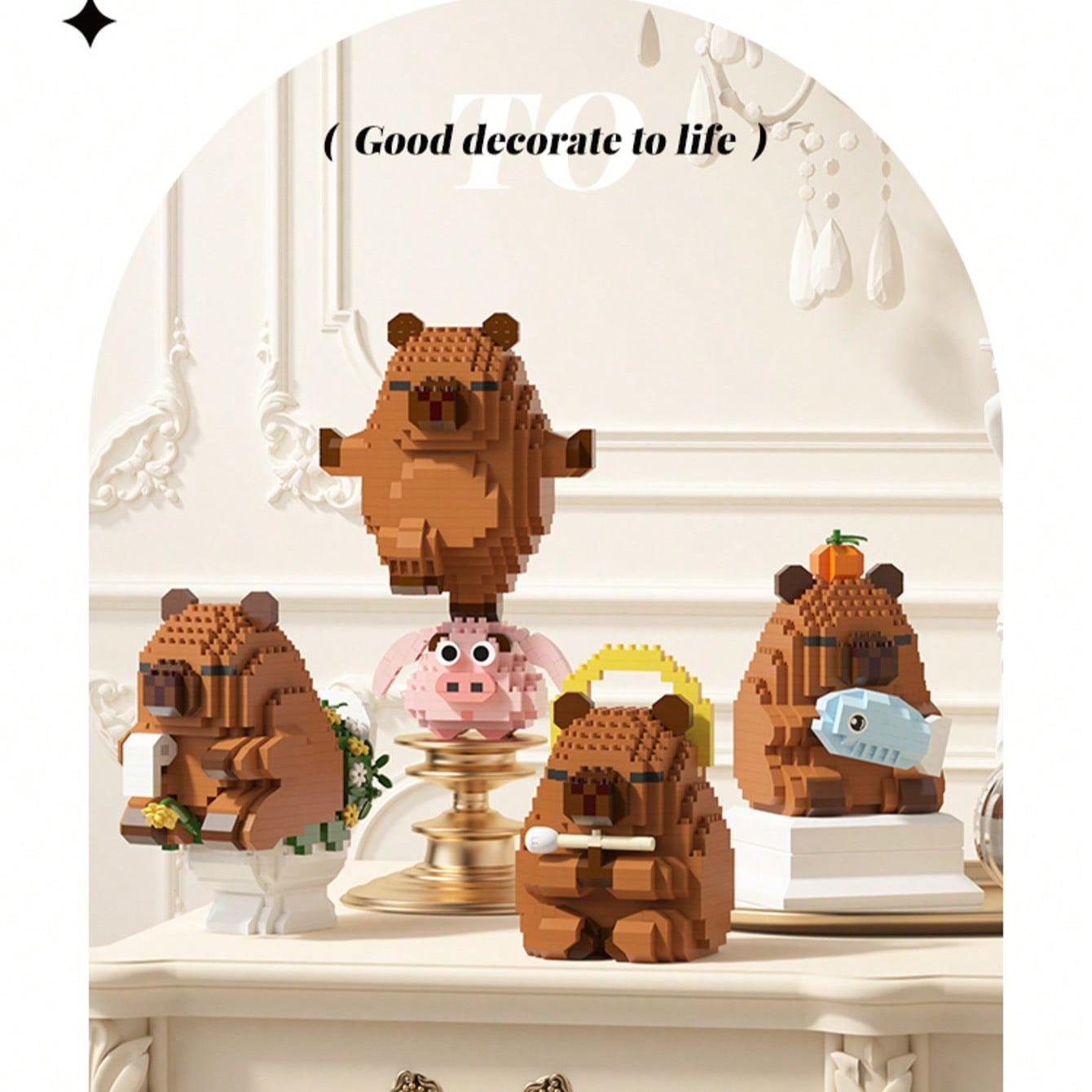 Capybara Building Blocks Toy Kit, Creative Animal Building Blocks Model, Relaxing Creative Assembly Toy for Birthday and Holiday Gifts