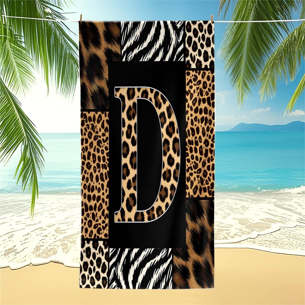 Boho Animal Print Letter Sand-Free Beach Towel, for Beach, SPA, Hot Spring, Pool, Picnic, Camping, Fitness & Yoga, Chair Cover, Water Absorbent, Quick-Dry & Portable, Ideal Housewarming Christmas Birthday Gifts