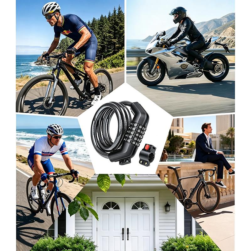 Bicycle Lock, 5-Digit Resettable Combination Cable Lock, with Mounting Bracket, Security Lock for Bikes, Scooters, E-Bikes, Motorcycles, Fences, Gates, Bicycle Accessories Bicycle Lock, 5-Digit Resettable Combination Cable Lock, with Mounting Bracket, Security Lock for Bikes, Scooters, E-Bikes, Motorcycles, Fences, Gates, Bicycle Accessories