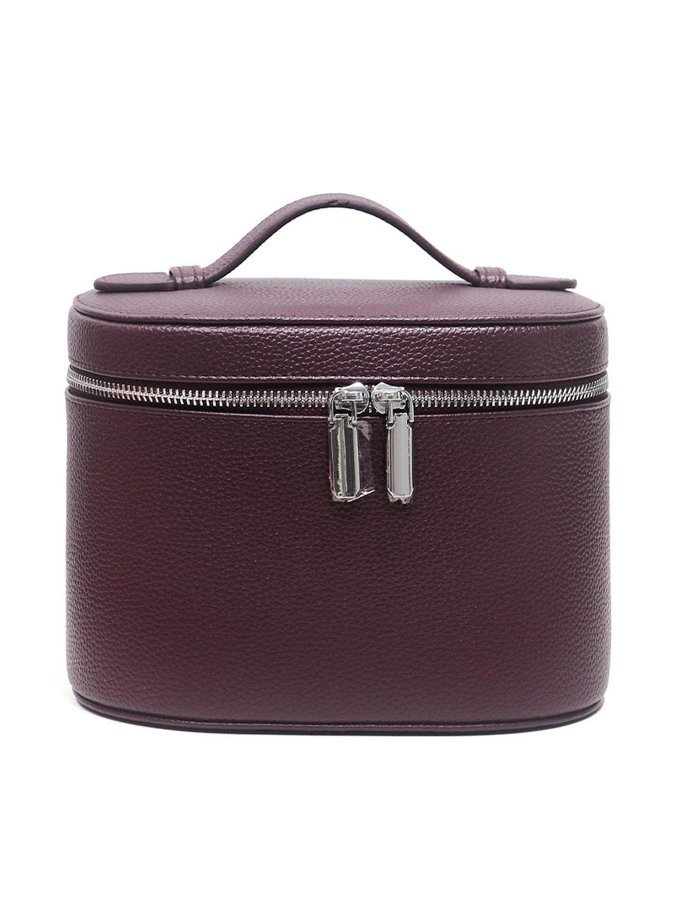 Fashion PU Cosmetic Bag, Large Capacity Travel Makeup Pouch, Detachable Lining, Solid Pattern, All Seasons, Women's Vanity Case