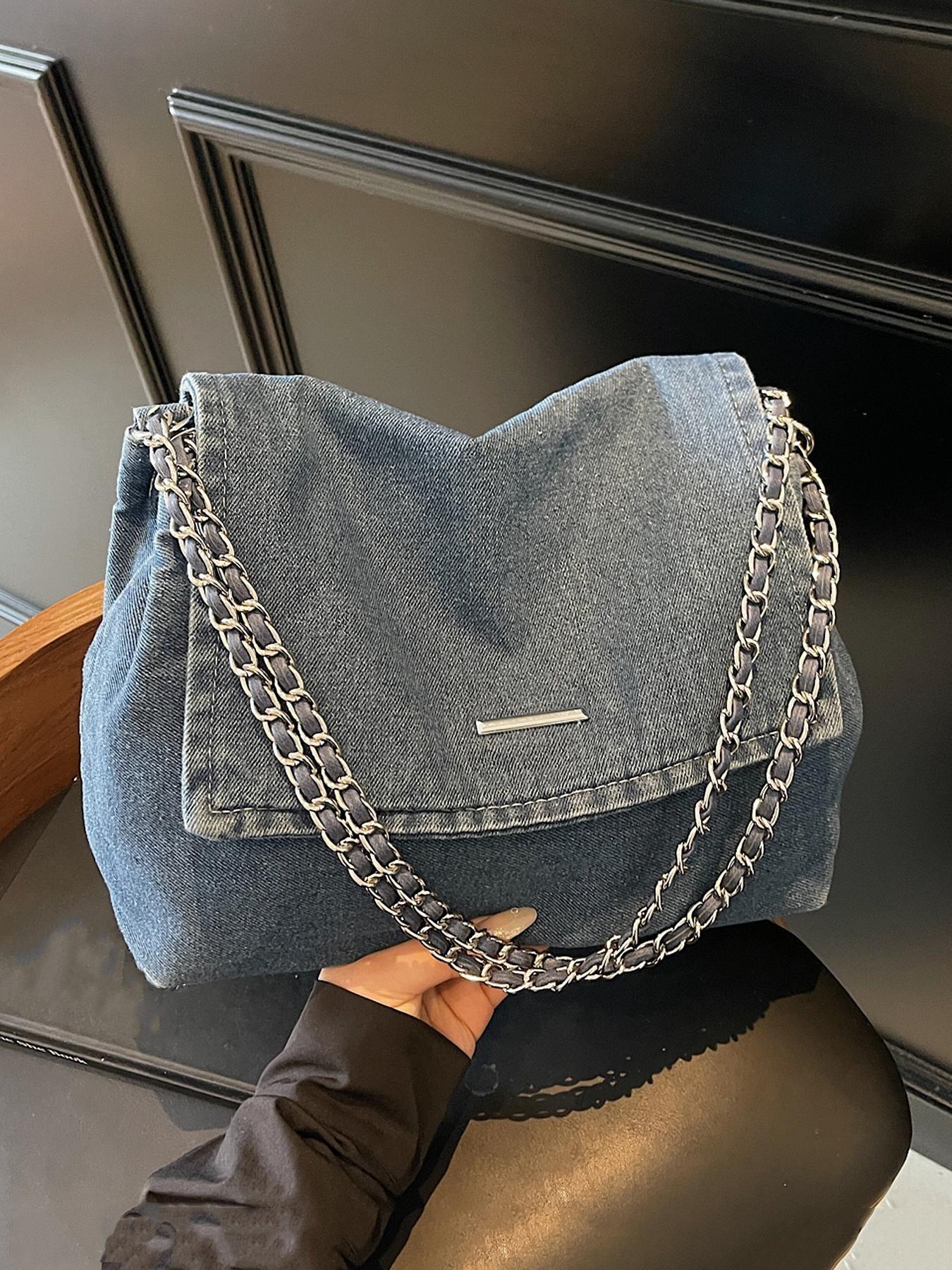 Fashion Denim Chain Shoulder Bag, 2026 New Styling Casual Versatile Crossbody Bag for Women, Trendy All-match Commuter Bag for Daily Travel Work Commute