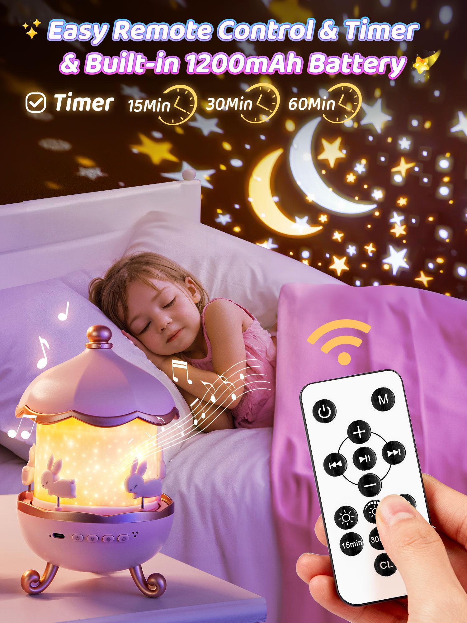 Onefire Night Light For Kids Birthday Gifts 15 Films & 15 White Noises Remote Cartoon Star Projector Lamp Sensory Lights Autistic Children Princess Room Decor Toddler Baby Sound Machine Unicorn Dinosaur Egg Toys Boys Girls Ages 1-10