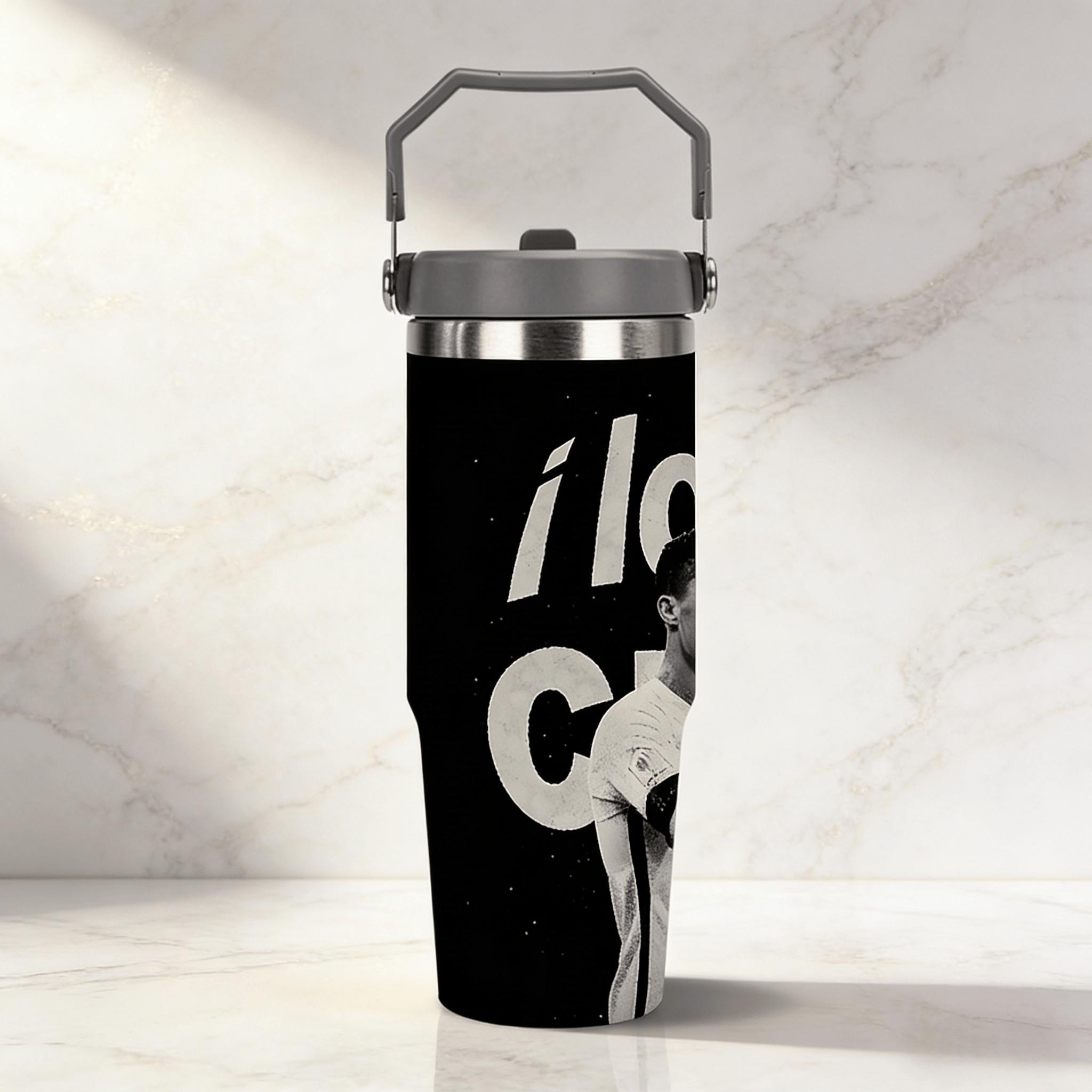 1pc 30oz stainless steel large-capacity car water bottle, Number 7 jersey Pattern，for Cristiano Ronaldo fans.for football enthusiasts. various patterns to choose from, fan gift, Outdoor camping Coffee Cups & Mugs