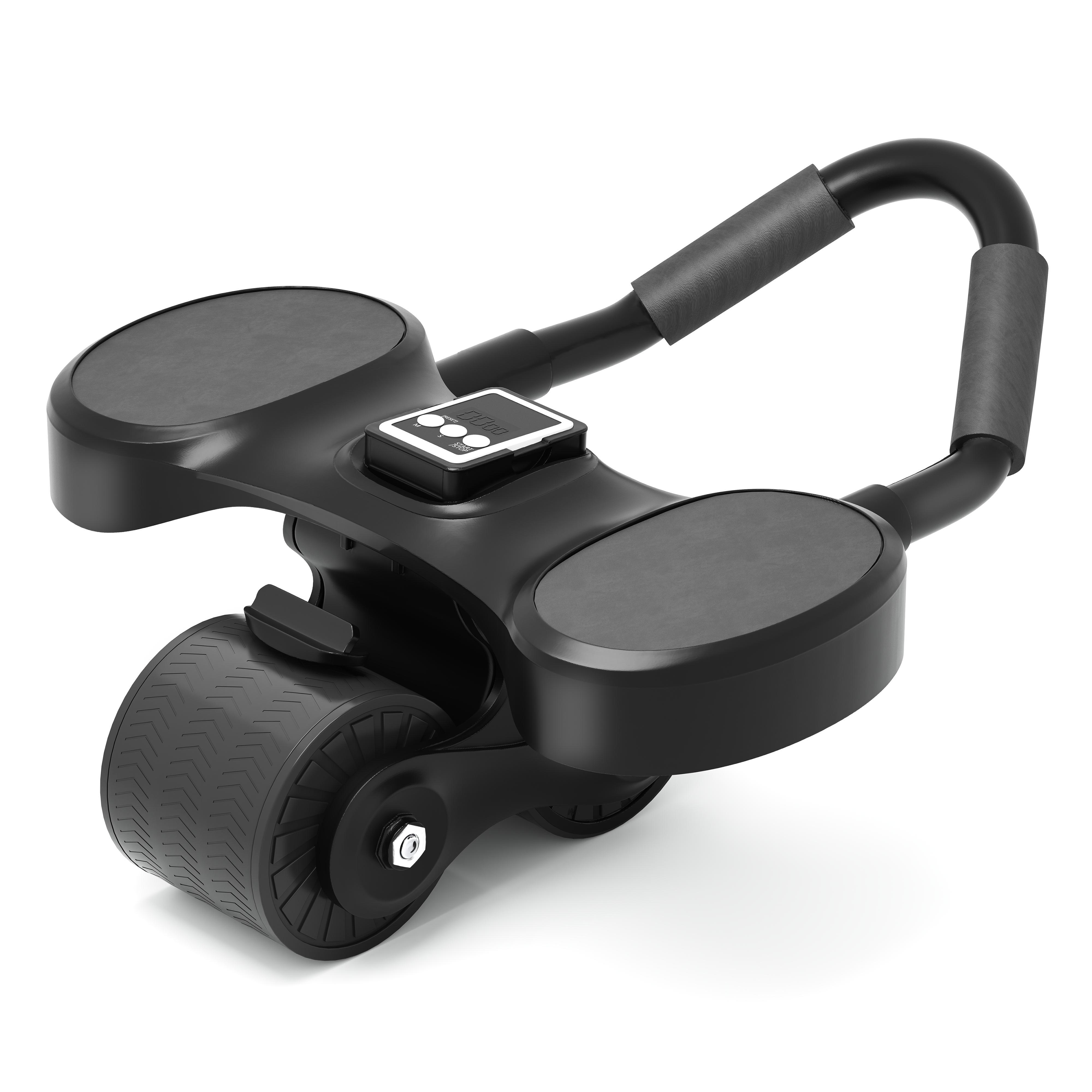 Core Strength Ab Workout Roller Automatic Rebound Design Anti Slip Elbow Support Timer Knee Mat Abdominal Trainer Portable Indoor Body Fitness Equipment Full Body Muscle Exercise Gear for Daily Home Training
