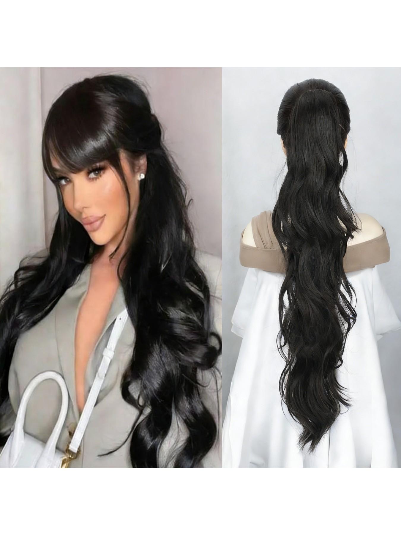 30-Inch Extra Long Wavy Hair Clip-In Tail, Synthetic Hair Extension for Women, Daily Wear, All Seasons, Perfect for Everyday Style