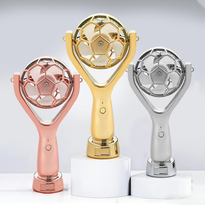 Golden World Cup Soccer Trophy Handheld Fan | Portable Rechargeable Fan for Soccer Fans | TikTok Viral Sports Carnival Fan