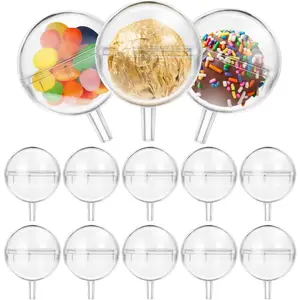 100 Pcs Clear Chocolate Box Holder, Chocolate Ball Bouquet Holder with Lids, Transparent Round Candy Packaging Cups for DIY Candy Bouquet, Graduation, Birthday, Wedding Party Favors