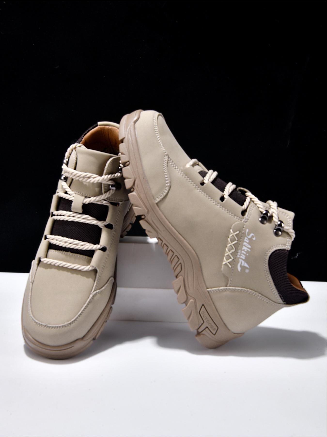 Men's High-Top Outdoor Hiking Boots, Non-Slip Wear-Resistant Work Boots, Lightweight Casual Trekking Shoes