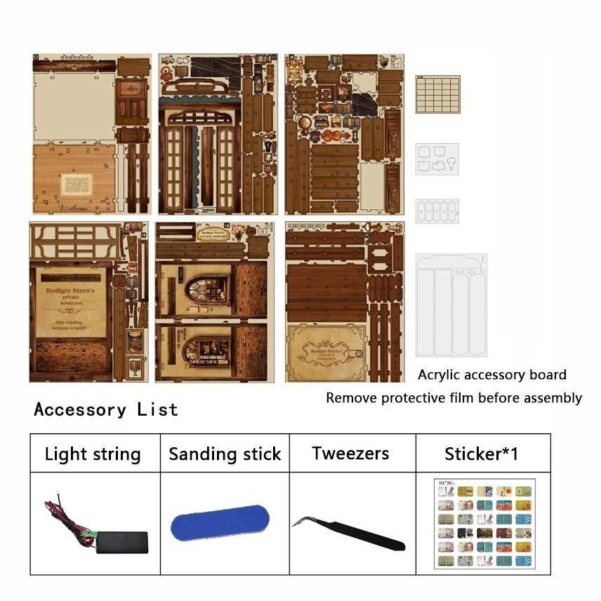 Vintage Miniature Library DIY Book Nook Kit - Dark Academia Aesthetic Bookshelf Insert - Retro 3D Wooden Puzzle Dollhouse - Perfect Gift for Book Lovers & Home Decor