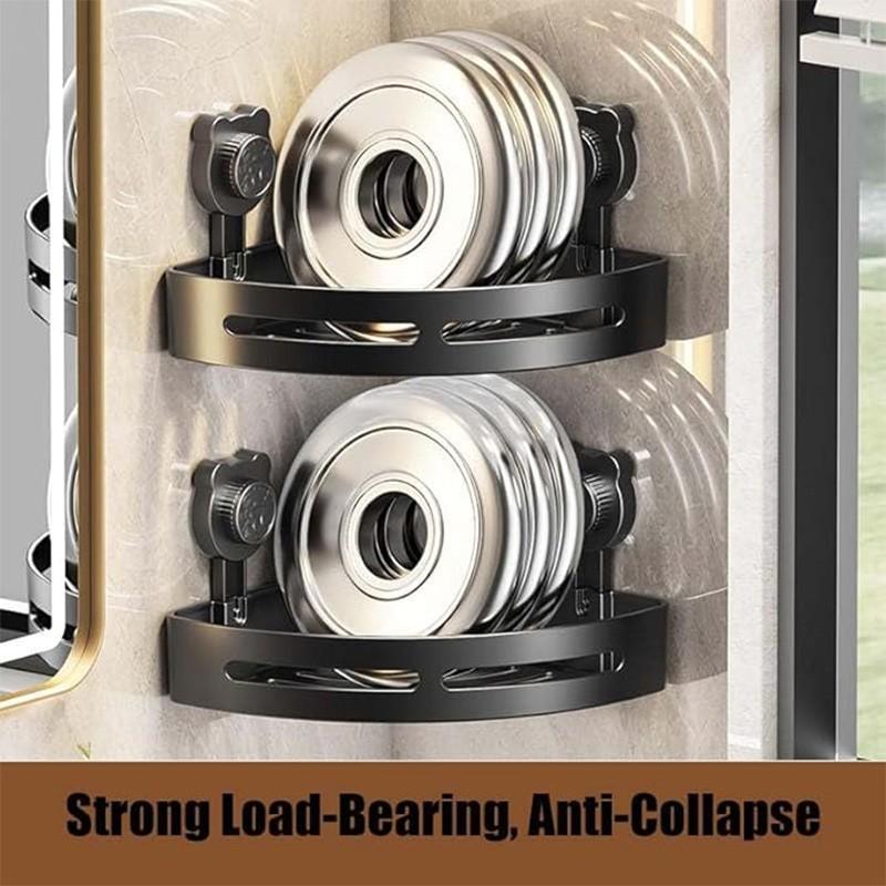 3pcs Corner Shower Storage Rack Set, Wall Mounted Bathroom & Kitchen Organizer, Non Perforated, Detachable Shelves, Drain Holes Included, Shower Organizers