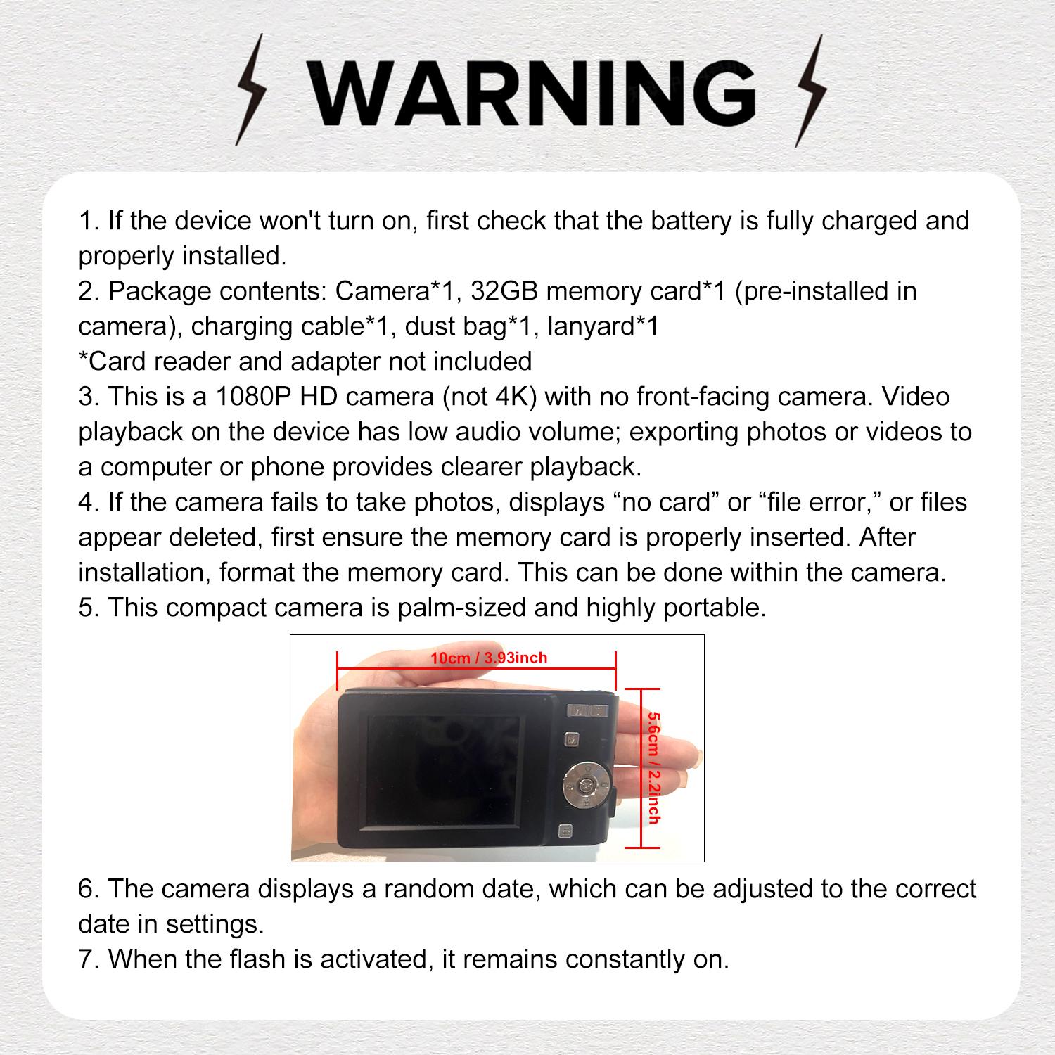 FHD 1080P Digital Camera with SD Card, 16X Digital Zoom Camera, Portable Mini Camera for Teenagers Students Boys Girls, Point and Shoot Camera for Gifts, Tech Gadgets, Gift, Pocket Camera