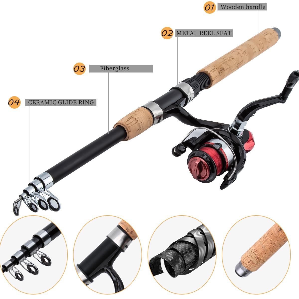 Telescopic Fishing Rod Set, 1 Set Portable Fishing Rod & High Speed Reel & Soft Lure & Hook & Accessories, Outdoor Fishing Accessories, Fishing Gear Set