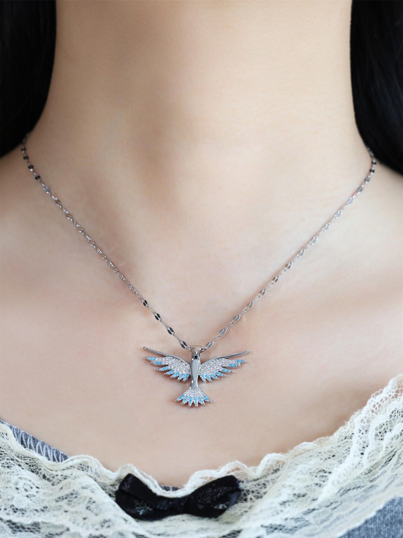 Elegant Full-Diamond Eagle Party Necklace for Women, Versatile High-End Collar Chain Jewelry, Trendy Lockbone Pendant Accessory