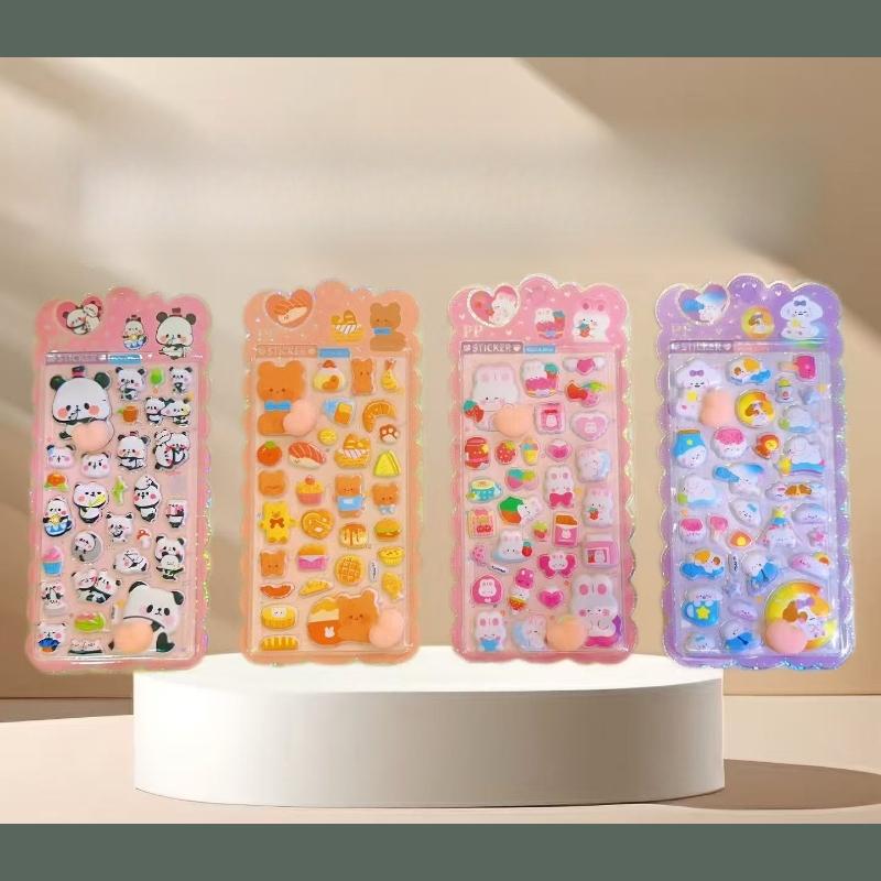 Night Glow PP Bubble Stickers, 3D Stereo Embossed Cute DIY Decorative Stickers, Crystal Decoration Sticker, Cartoon DIY Toy
