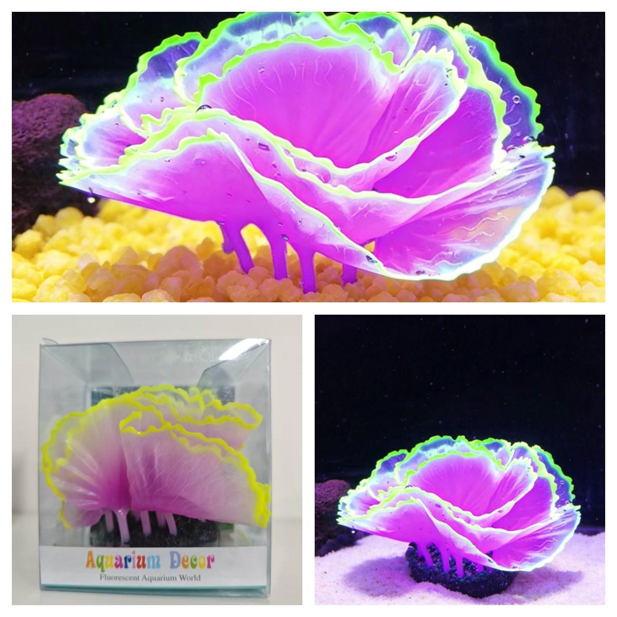 Aquarium Decorative Piece, Night Glow Fluorescent Jellyfish Coral Replica, Realistic Ocean Plant Decoration, Non-Electric Fish Tank Ornament